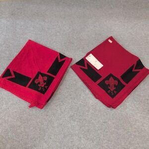 2‎ Vintage BSA Boy Scouts Red Bandanas Neckerchiefs Official Emblem